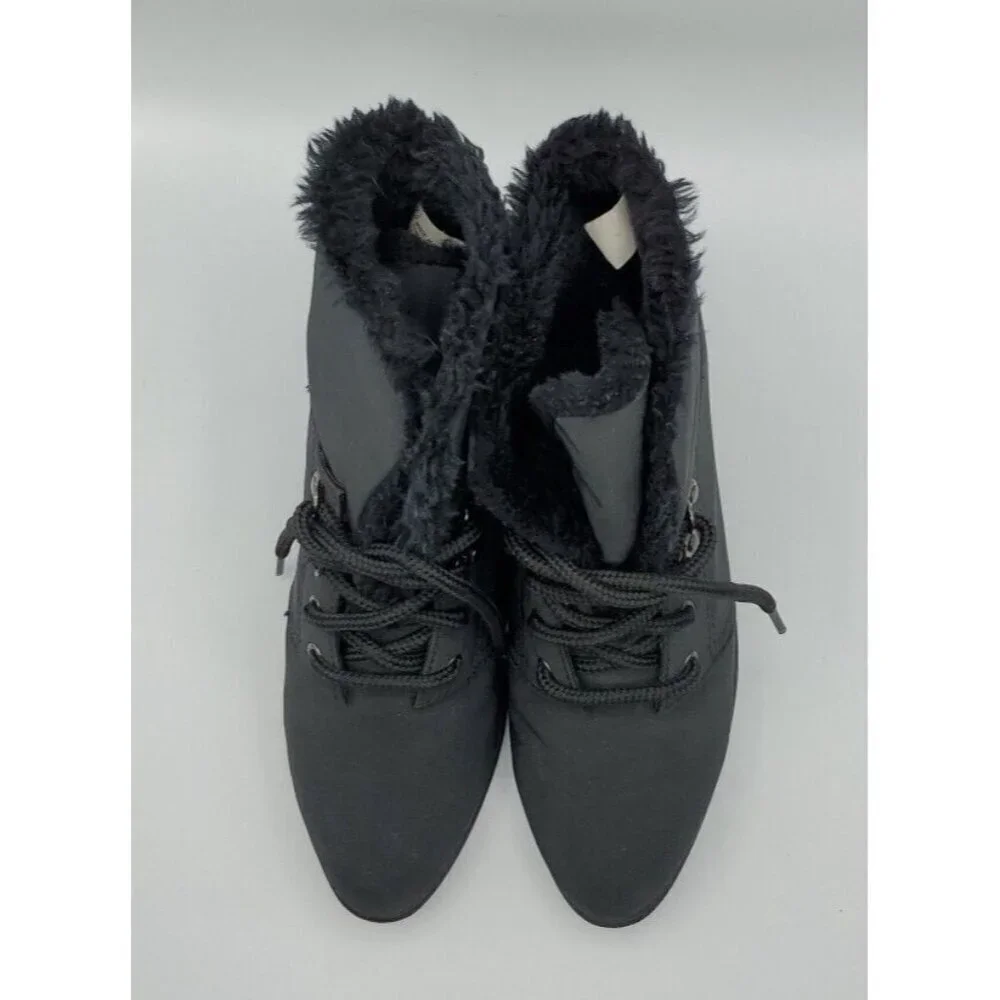 Original Rugged Outback  Womens Ankle Boots Black Waterproof 7.5 Sherpa Grunge